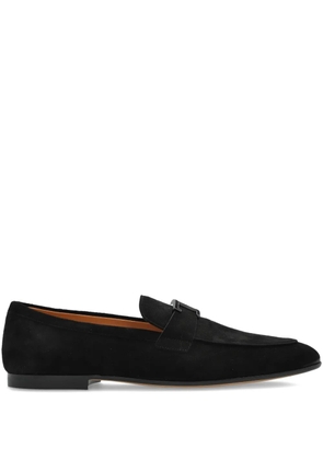 Tod's logo-plaque suede loafers - Black