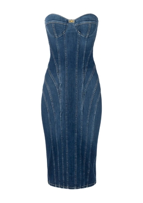 Elisabetta Franchi strapless denim midi dress - Black