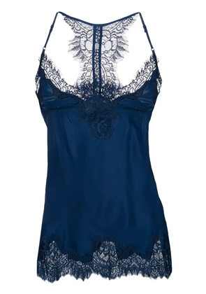 Gold Hawk lace trim slip top - Blue