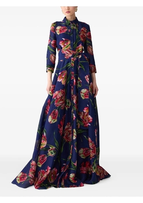 Carolina Herrera tulip-print shirt maxi dress - Blue