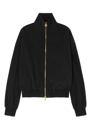 Versace logo-embroidered ribbed-cuff bomber jacket - Black