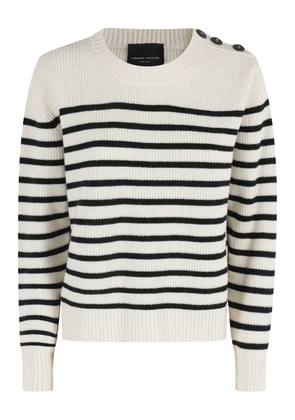 Roberto Collina striped button-shoulder sweater - White