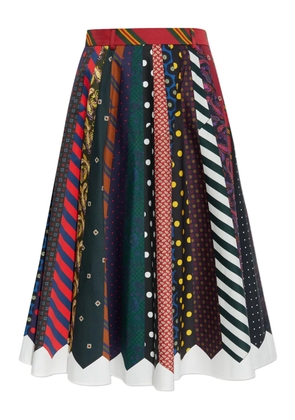 Moschino tie-pattern pleated midi skirt - Red