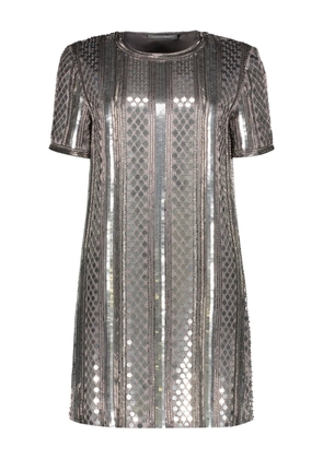 Alberta Ferretti sequin-embellished short-sleeved mini dress - Silver