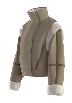 BOSS fleece-detail jacket - Neutrals