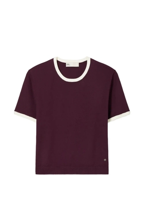 Tory Burch contrast-trim T-shirt - Brown