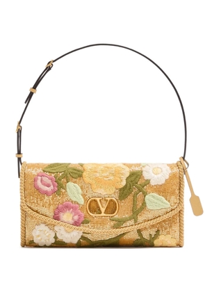 Valentino Garavani small DeVain embroidered shoulder bag - Neutrals