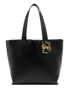 Just Cavalli snake-appliqué zipped tote bag - Black