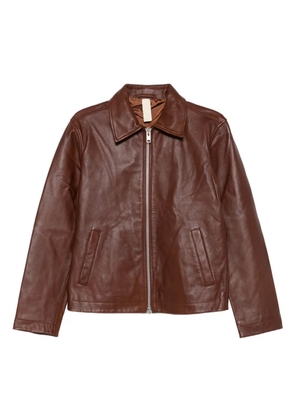Sunflower zip-up leather jacket - Brown