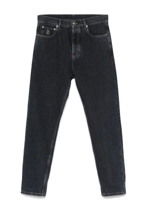 Brunello Cucinelli logo-embroidered jeans - Blue