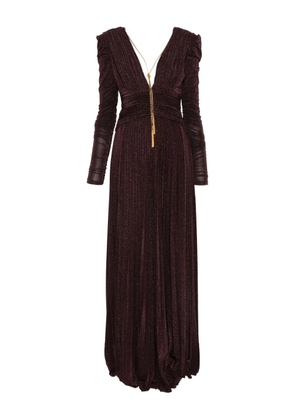 Elisabetta Franchi ruched V-neck maxi dress - Purple
