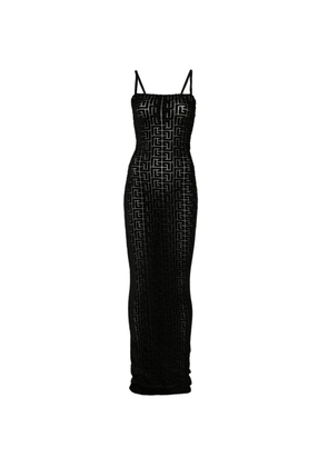 Balmain monogram-pattern maxi dress - Black