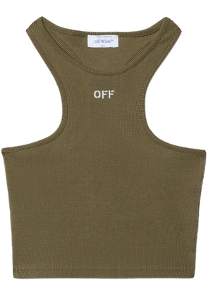 Off-White logo-embroidered ribbed tank top - Green