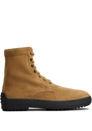 Tod's suede combat boots - Brown