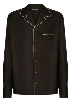 Dolce & Gabbana DG logo-embroidered silk shirt - Brown