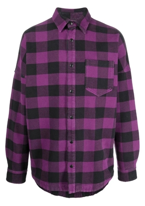 Palm Angels logo-print checked shirt - Purple