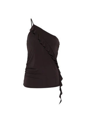 PINKO ruffled one-shoulder top - Brown
