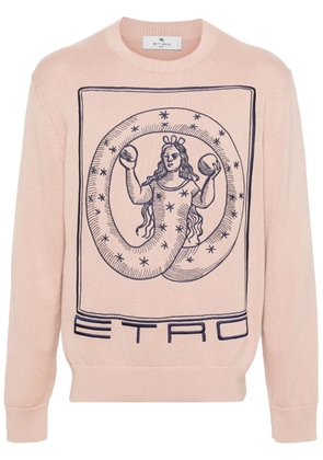 ETRO motif-embroidered cotton jumper - Pink