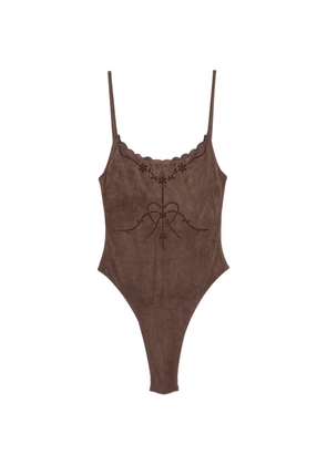 Frankies Bikinis Juliet scalloped embroidered swimsuit - Brown