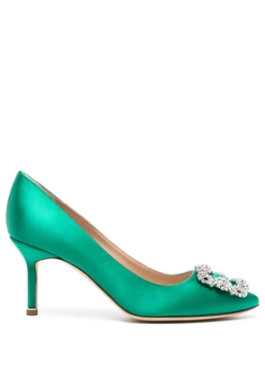 Manolo Blahnik Hangisi 70mm crystal-embellished pumps - Green