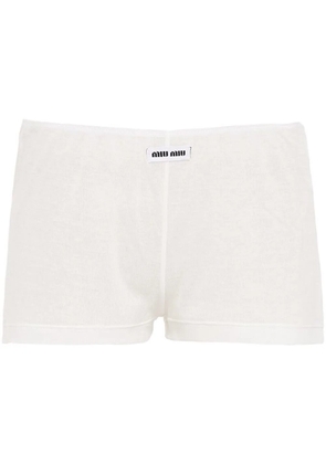 Miu Miu Ribbed knit boxer shorts - White