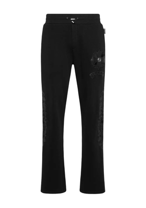 Philipp Plein leather-insert embroidered track pants - Black