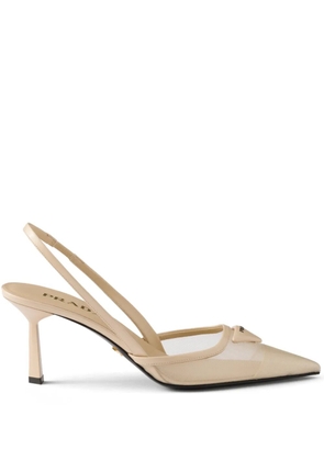 Prada 75mm mesh slingback pumps - Neutrals