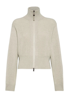 Brunello Cucinelli ribbed zip-front sweater - Neutrals