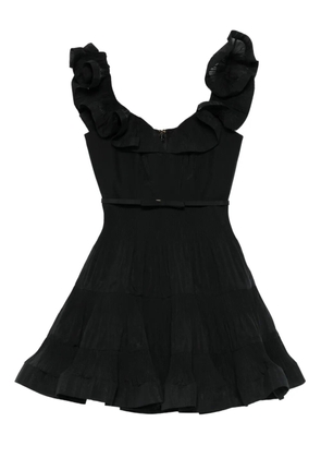 ZIMMERMANN pleated frill mini dress - Black
