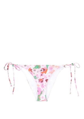 GANNI floral-print string bikini bottoms - Pink