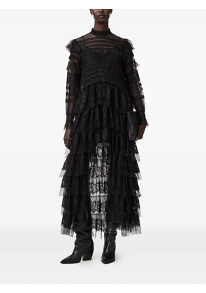 AllSaints Cavarly tiered lace maxi dress - Black