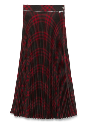 Burberry pleated checked midi skirt - Red