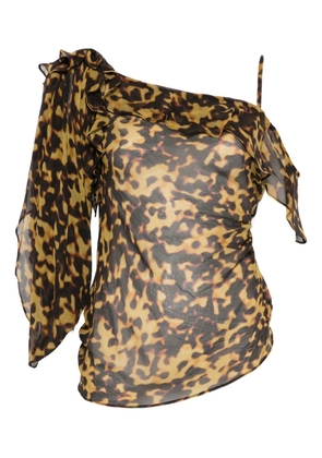 Christopher Esber ruffle-trimmed drape top - Brown