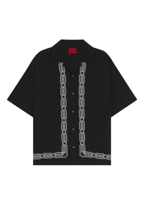 HUGO short-sleeve border-detail shirt - Black