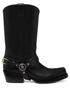 Versace leather cowboy boots - Black