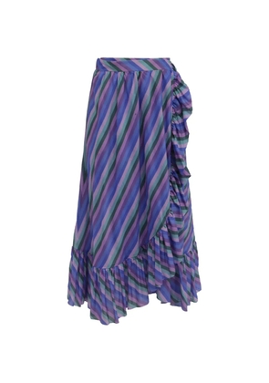 ZIMMERMANN 2021 Poppy frill wrap midi skirt - Blue