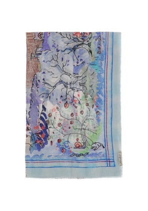 Faliero Sarti fringed printed scarf - Blue