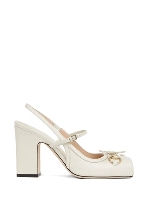 Gucci horsebit strap leather pumps - Neutrals