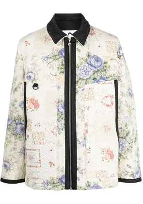 Marine Serre Boutis floral-print quilted jacket - Neutrals