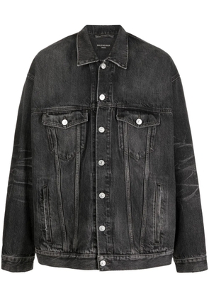 Balenciaga logo-print denim jacket - Grey