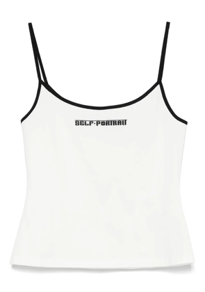 Self-Portrait stretch-cotton tank top - White