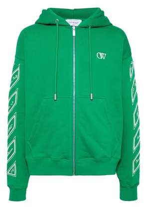 Off-White Diag-stripe zip-up hoodie - Green