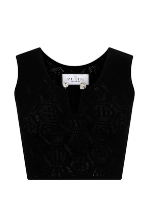 Philipp Plein jewel-detail monogram tank top - Black