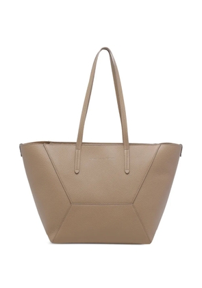 Brunello Cucinelli Duo zip leather shoulder bag - Neutrals