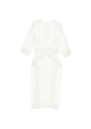 Elie Saab lace-panel midi dress - White