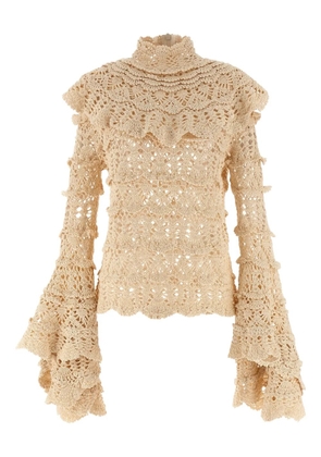 ZIMMERMANN crocheted flounces sweater - Neutrals