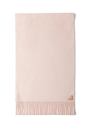 Prada triangle-logo fringed scarf - Pink