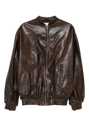 Magda Butrym zip-front leather bomber jacket - Brown
