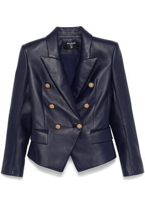 Balmain leather 6-button blazer - Blue