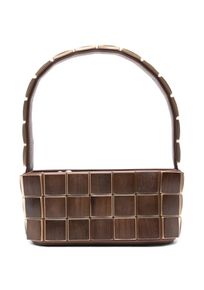 Cult Gaia Romy panelled-wood shoulder bag - Brown